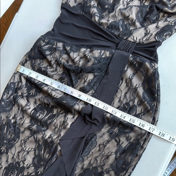 Chaps Black Lace Overlay Sheath Midi Dress - Picture 14 of 16